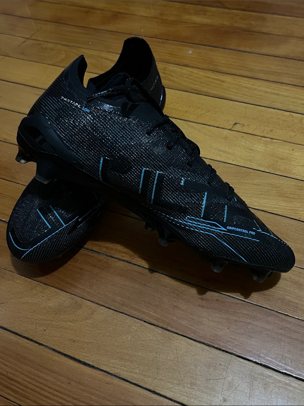 PUMA Black - PUMA Silver-Bright Aqua Ultra 5 Ultimate- Men's Soccer Cleats 11.5